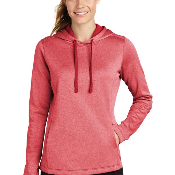 Ladies PosiCharge Sport Wick Heather Fleece Hooded Pullover Thumbnail