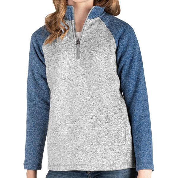 CRA Women's Quarter Zip Color Blocked Heathered Fleece Thumbnail